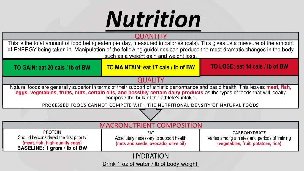 nutrition quantity