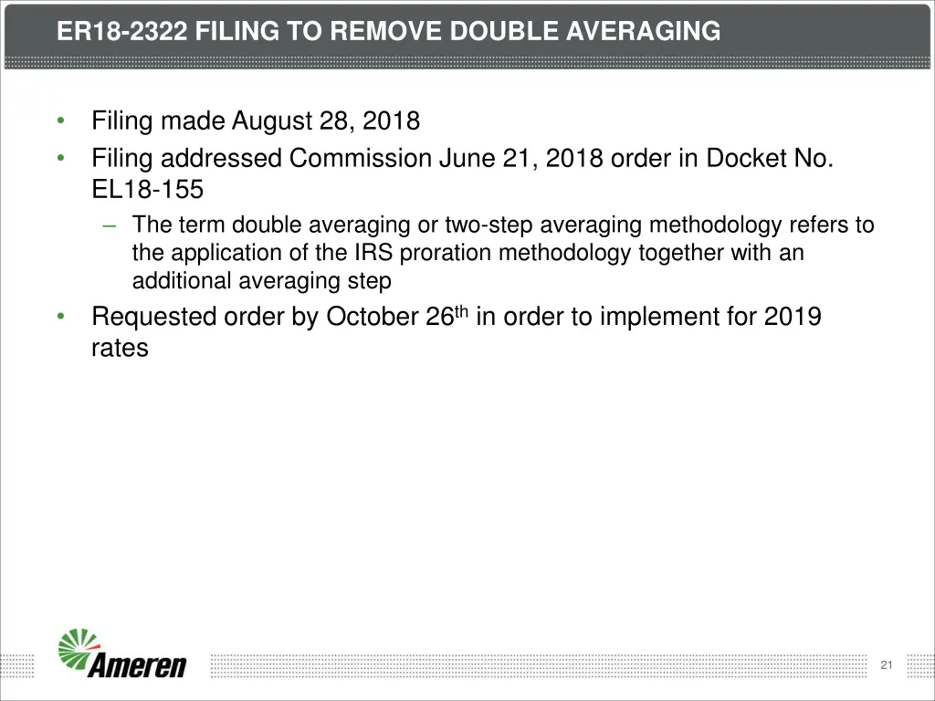 er18 2322 filing to remove double averaging