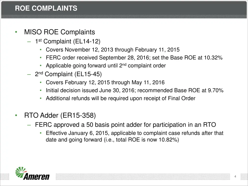 roe complaints