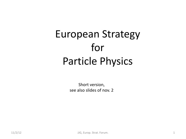 european strategy for particle physics