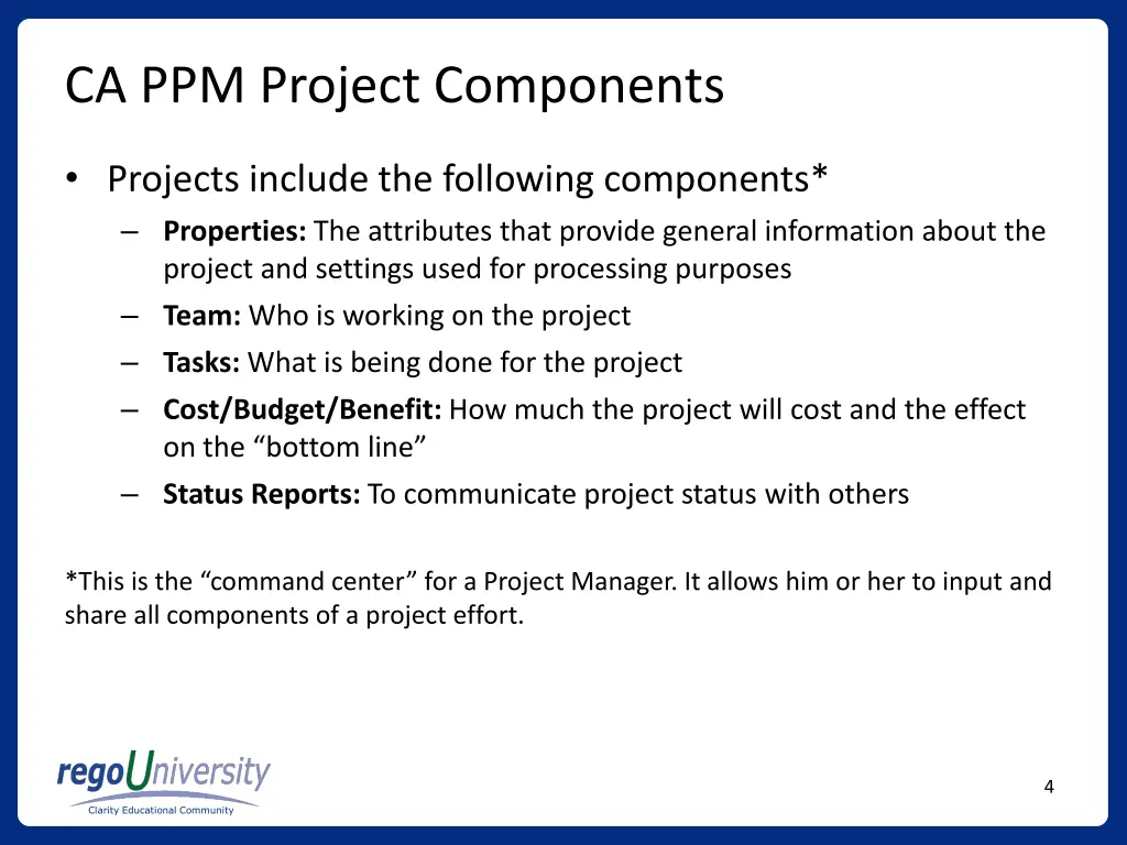ca ppm project components