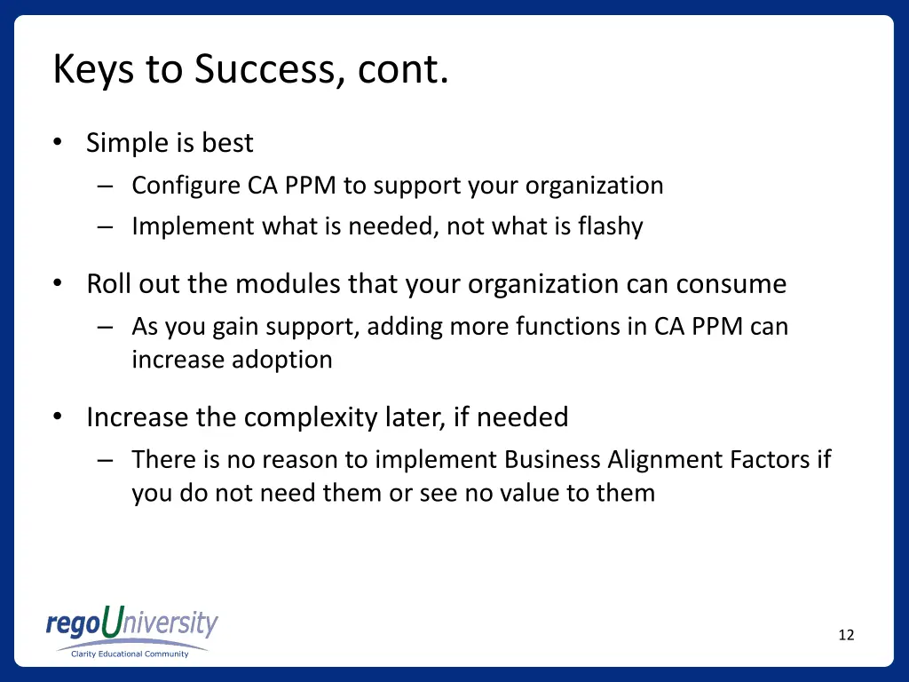 keys to success cont