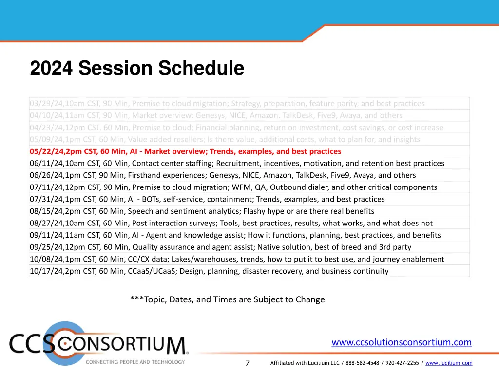 2024 session schedule