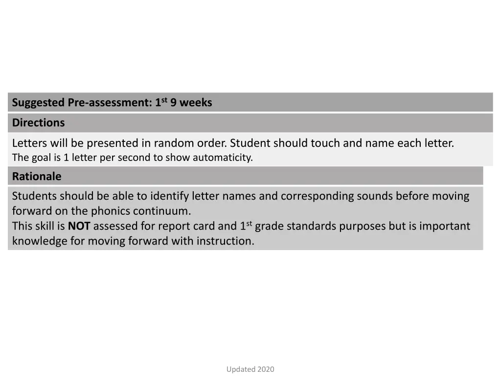 suggested pre assessment 1 st 9 weeks