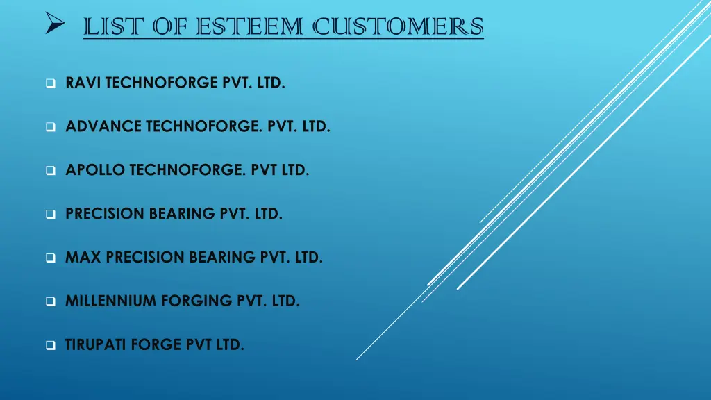 list of esteem customers