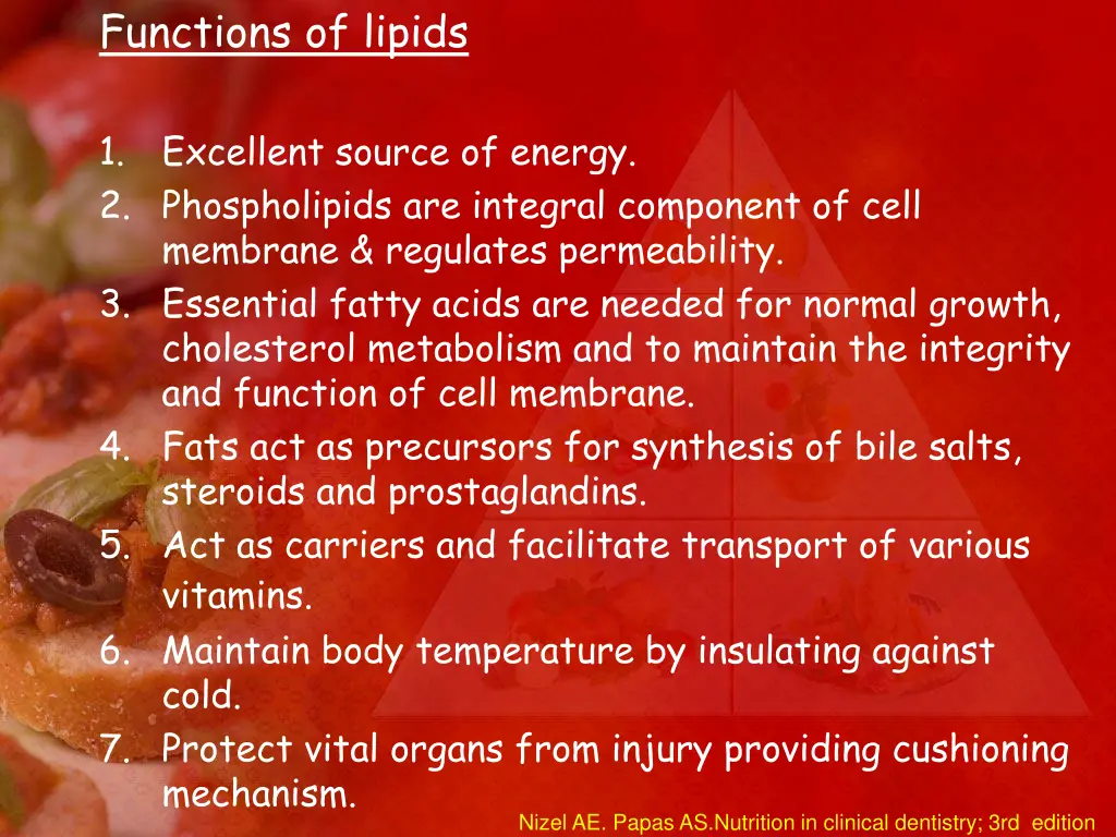 functions of lipids