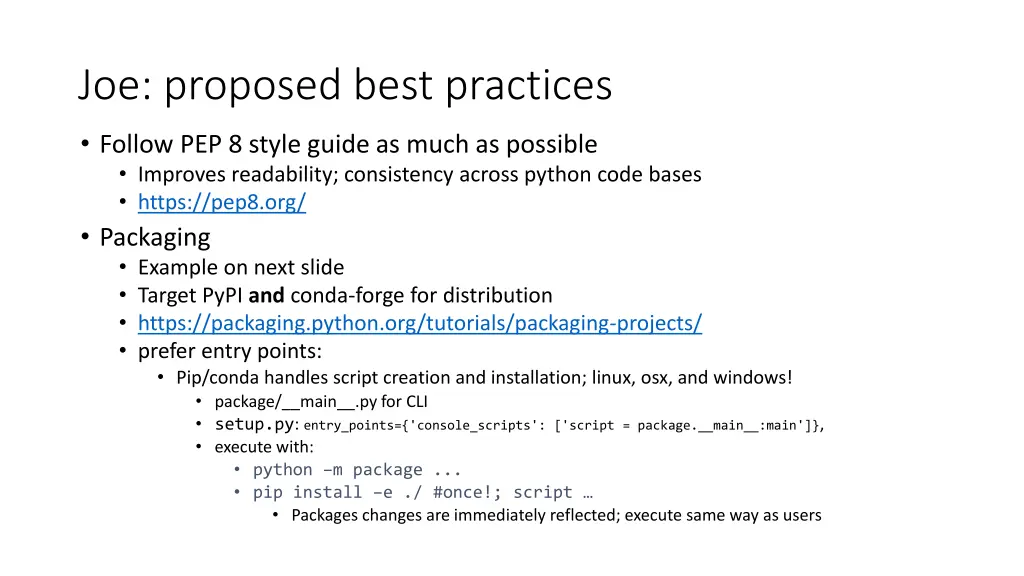joe proposed best practices