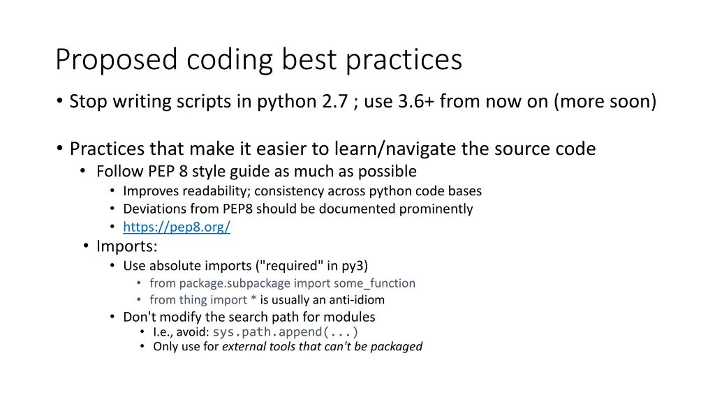 proposed coding best practices