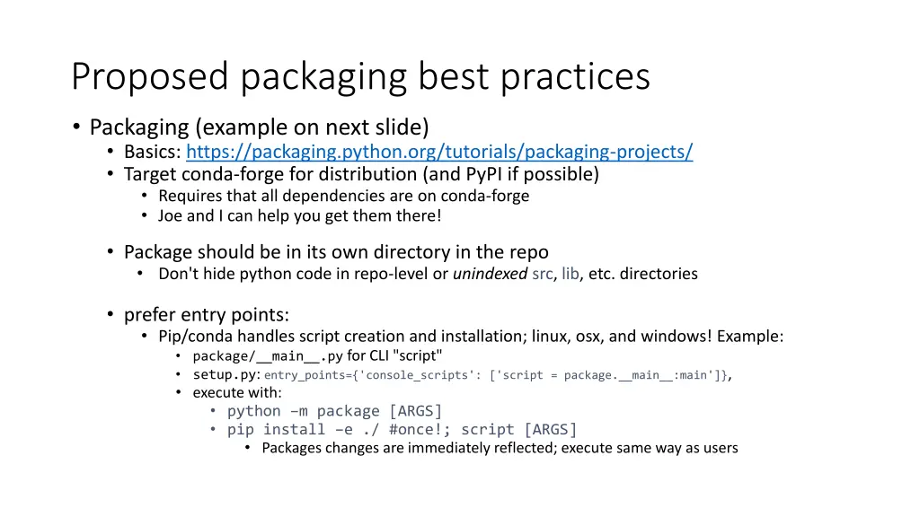 proposed packaging best practices