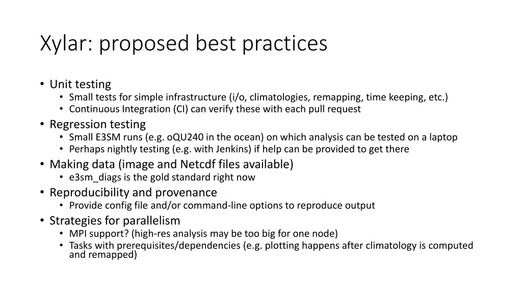 xylar proposed best practices
