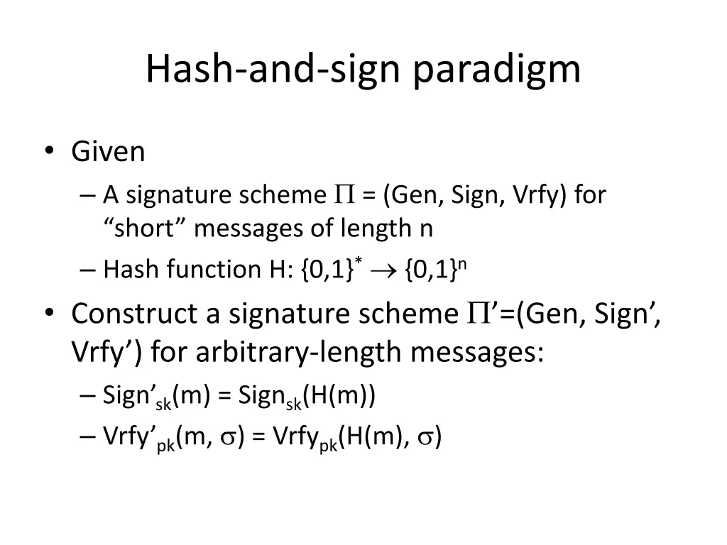 hash and sign paradigm