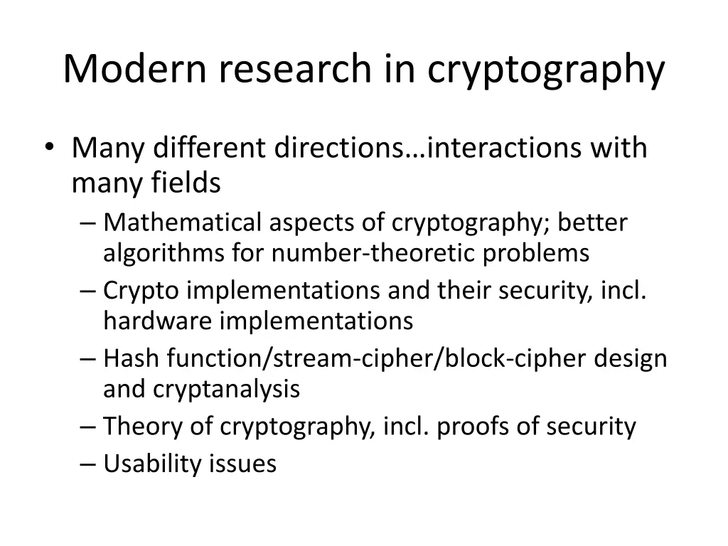 modern research in cryptography
