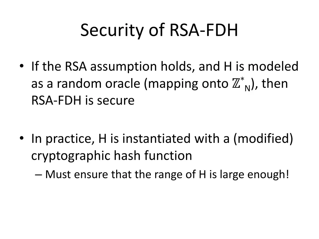 security of rsa fdh