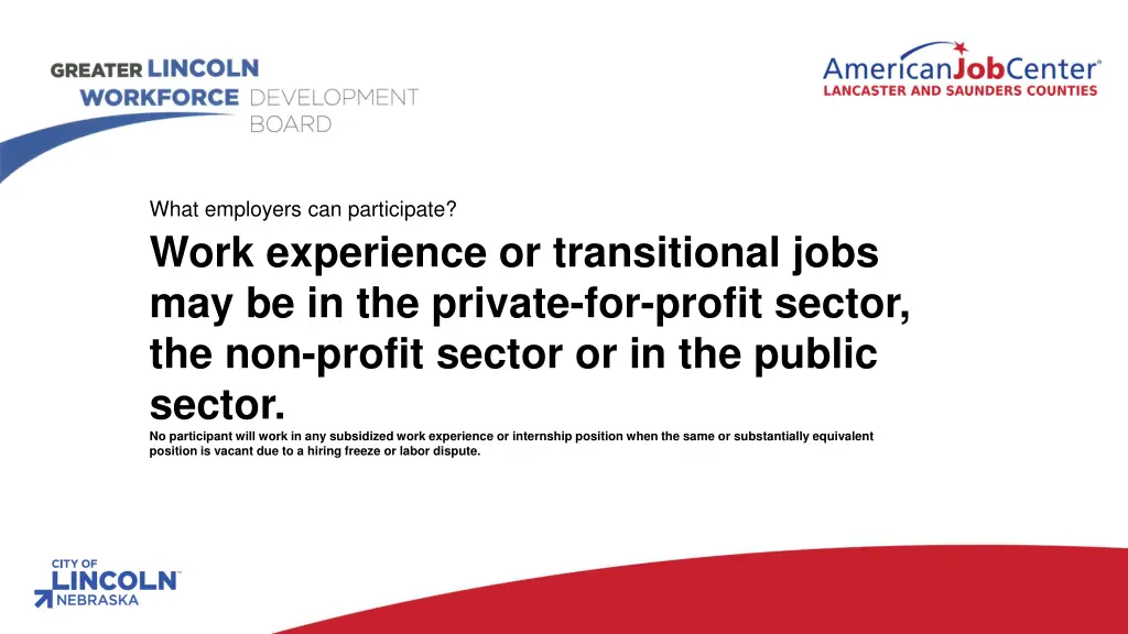 what employers can participate work experience