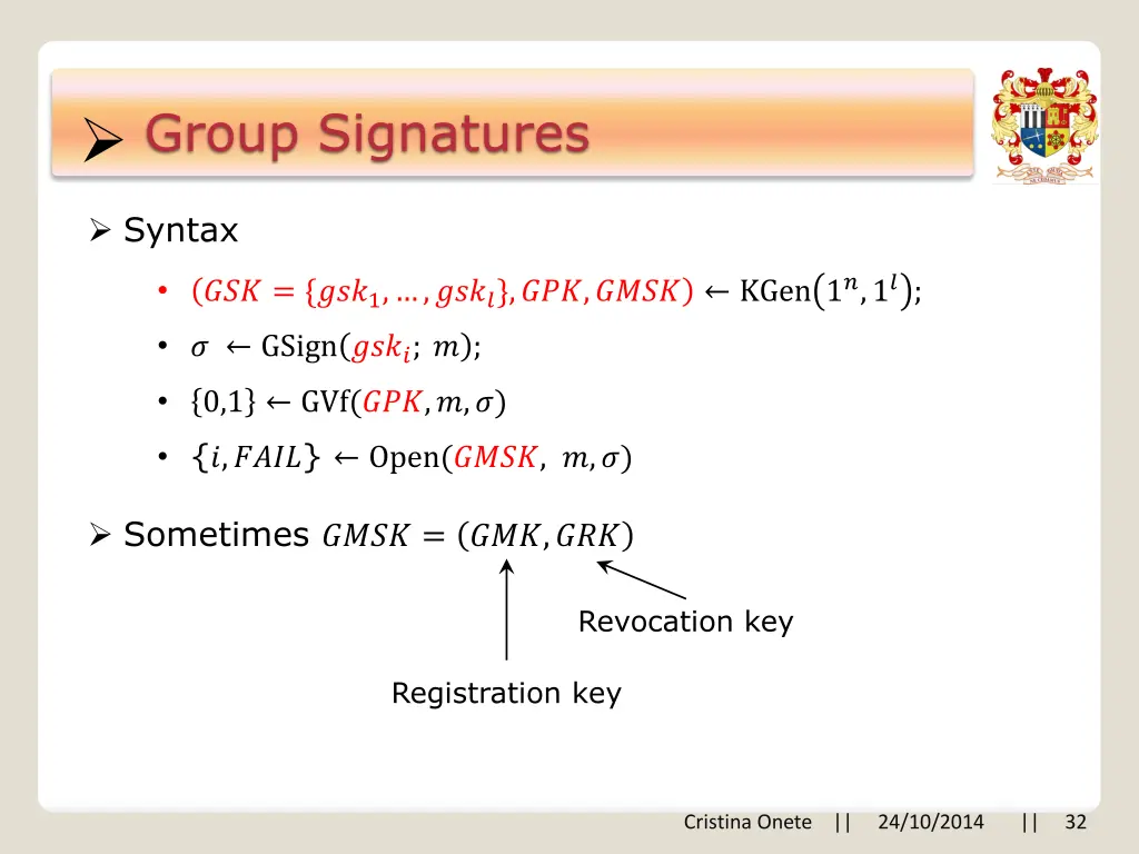 group signatures 1