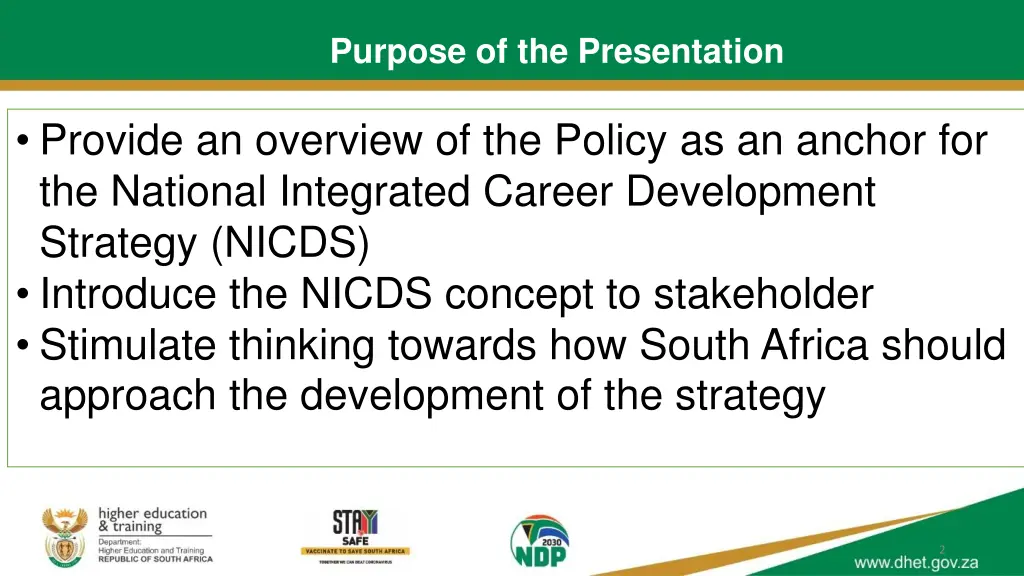 purpose of the presentation
