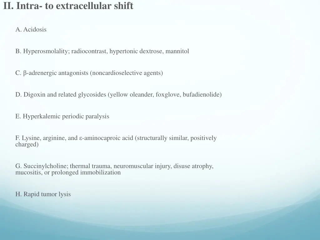 ii intra to extracellular shift