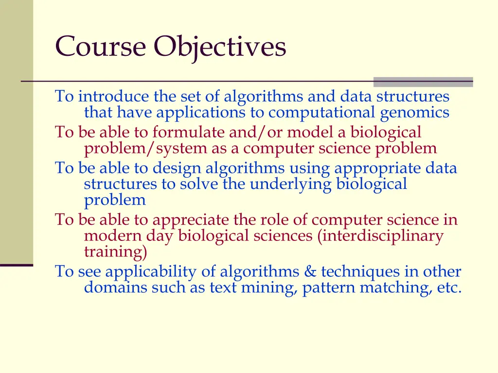 course objectives