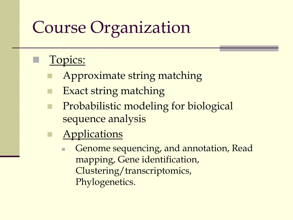 course organization