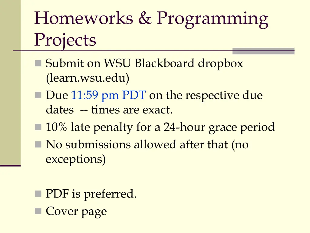 homeworks programming projects submit