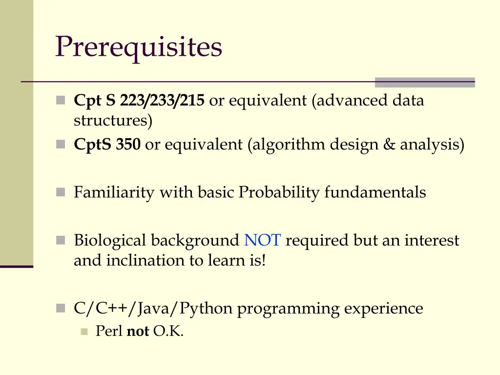 prerequisites