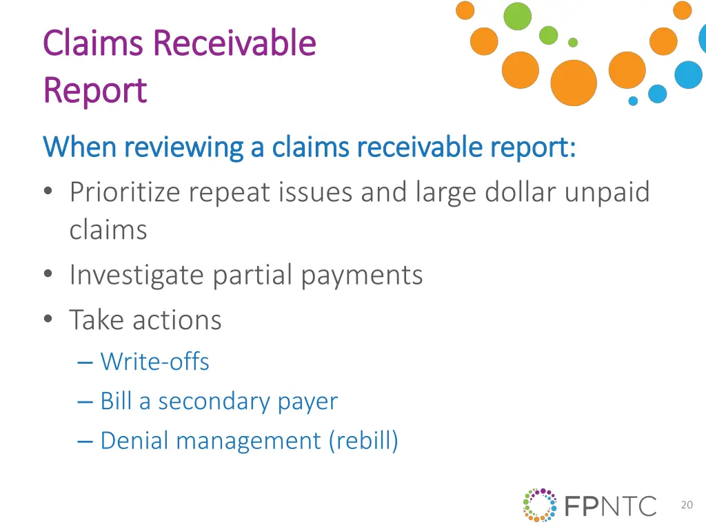 claims receivable claims receivable report report