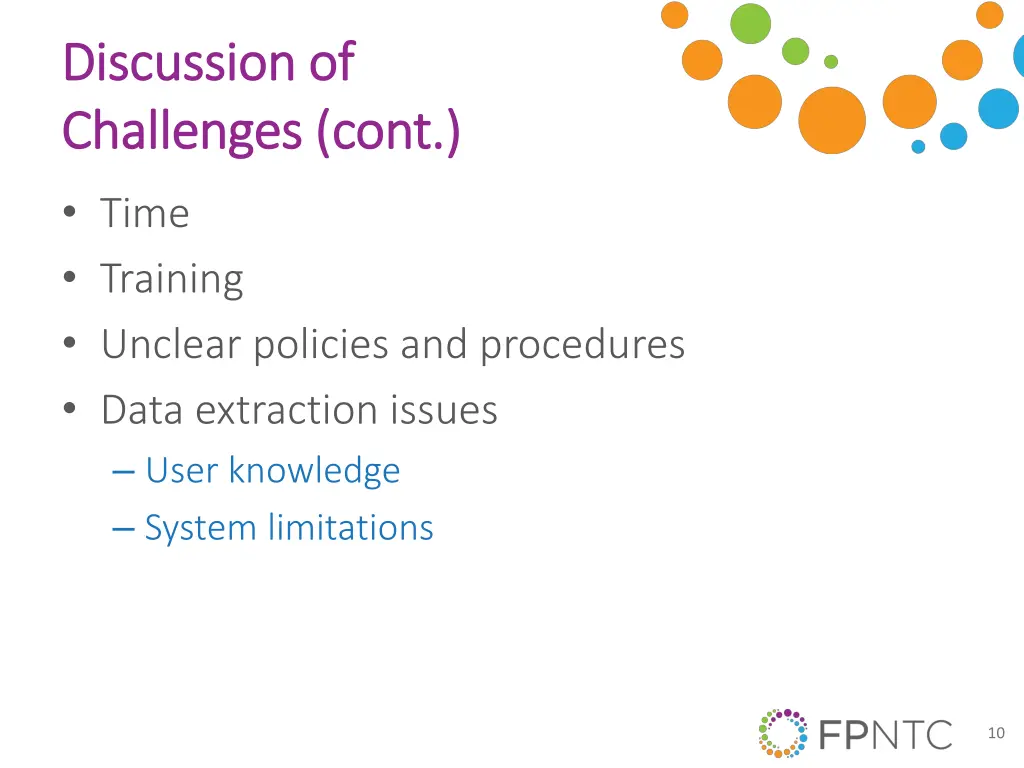 discussion of discussion of challenges cont