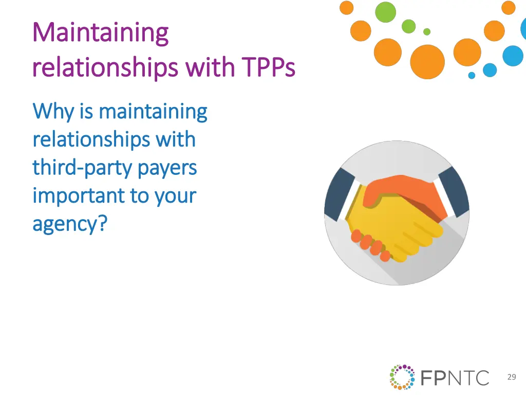 maintaining maintaining relationships with tpps