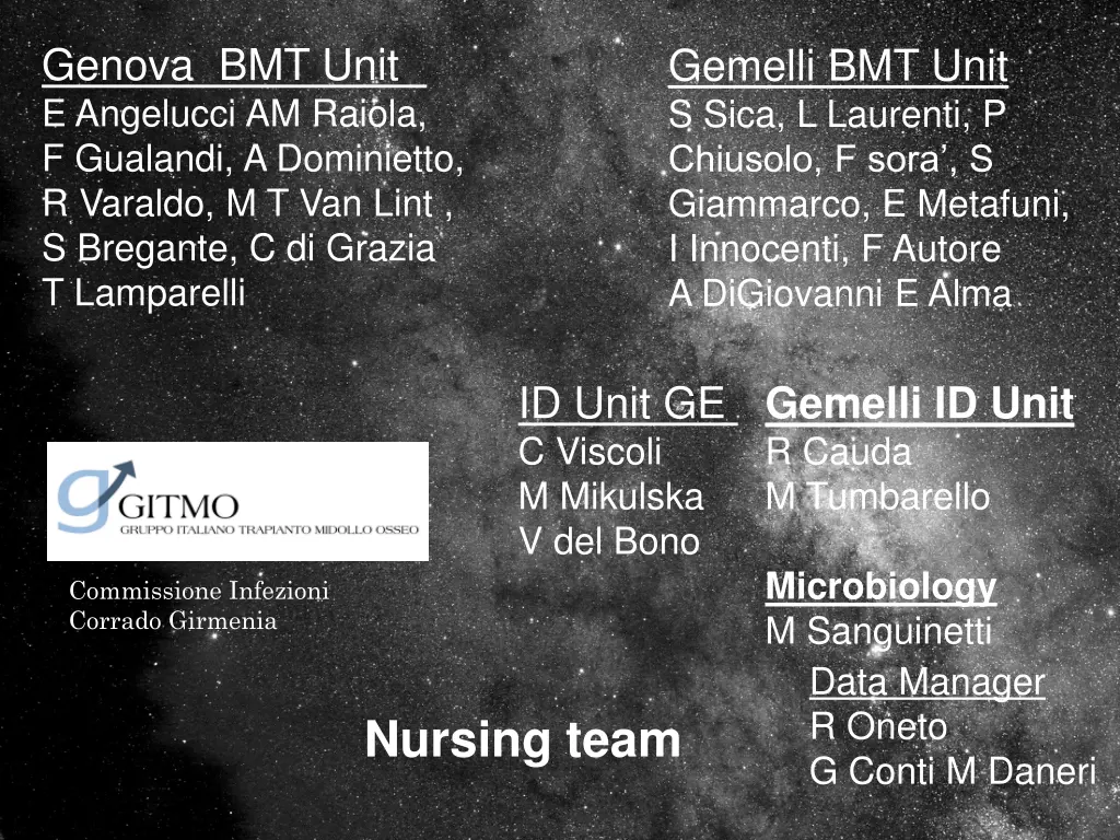 genova bmt unit e angelucci am raiola f gualandi