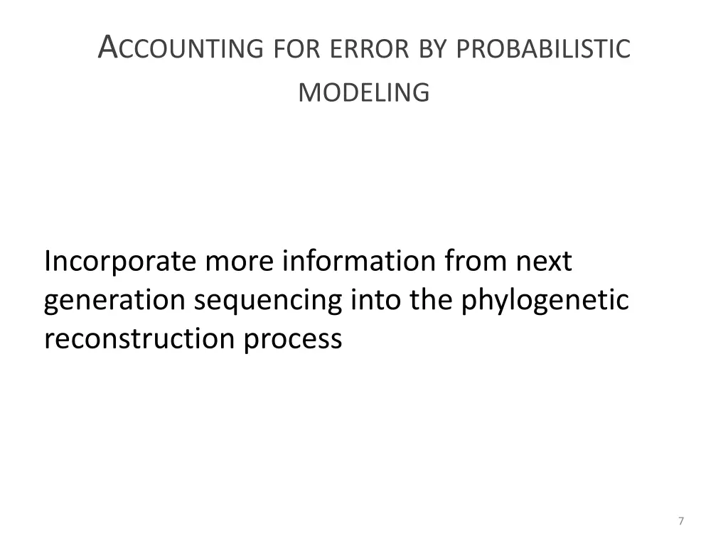 a ccounting for error by probabilistic modeling