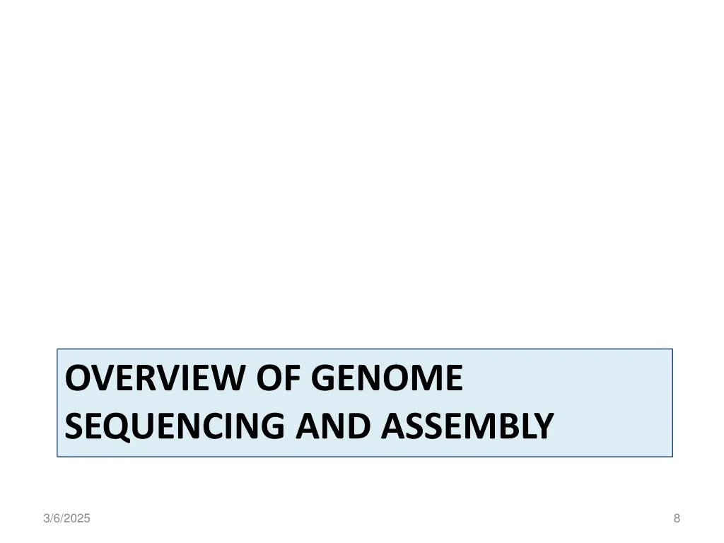 overview of genome sequencing and assembly