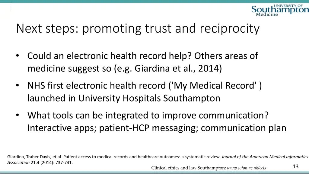 next steps promoting trust and reciprocity