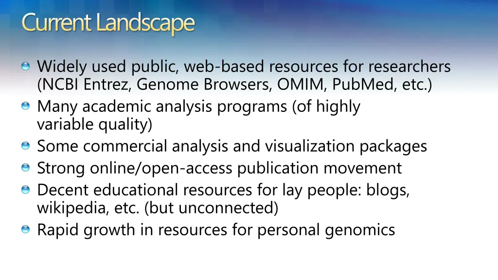 current landscape