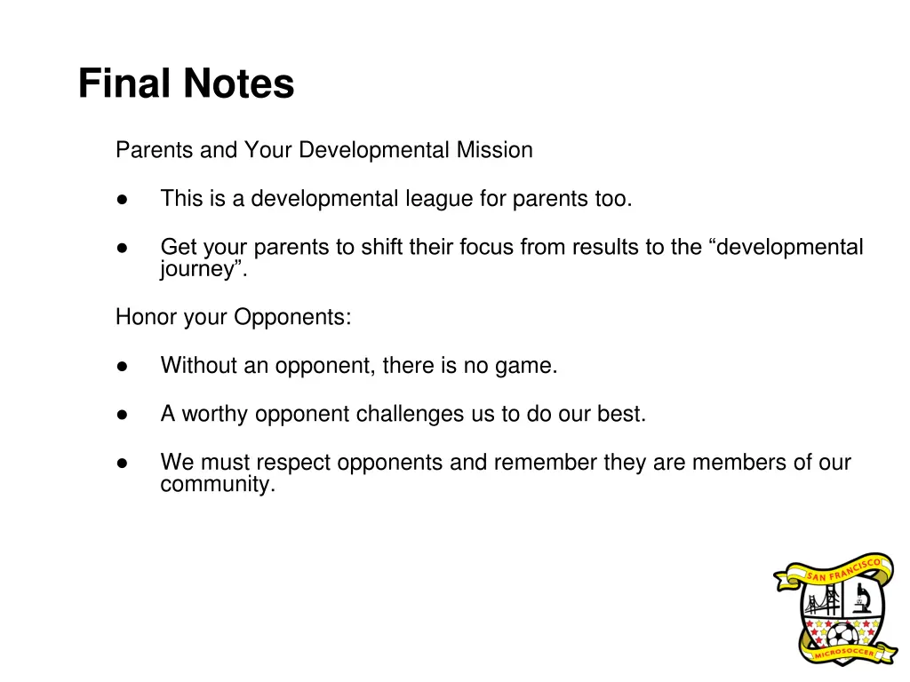 final notes