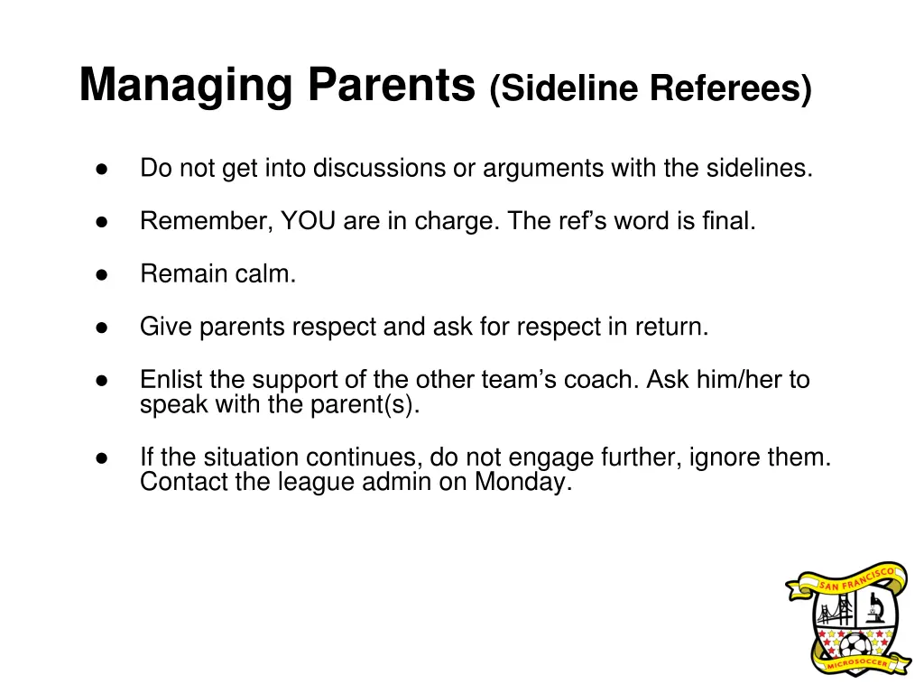 managing parents sideline referees