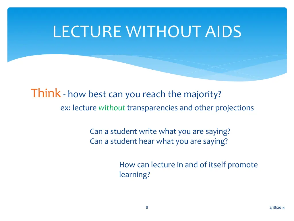 lecture without aids