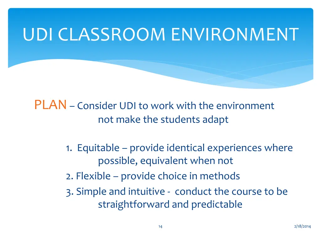 udi classroom environment