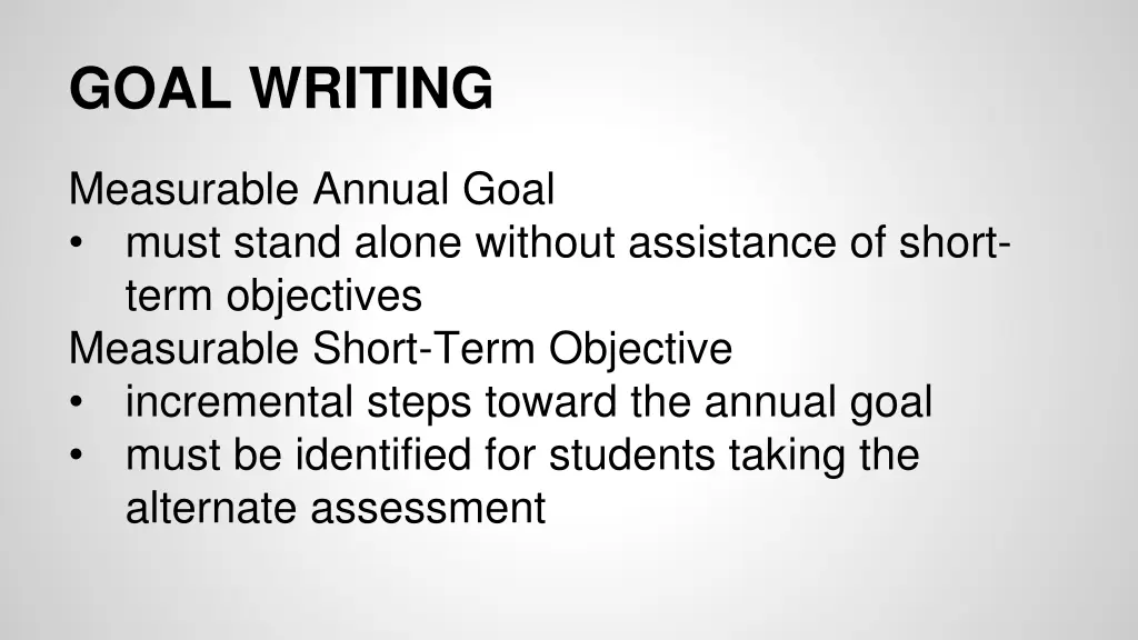 goal writing