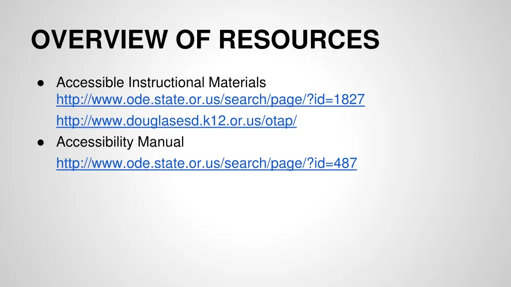 overview of resources 1