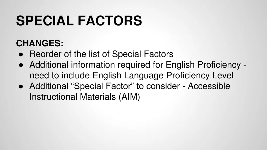 special factors 1