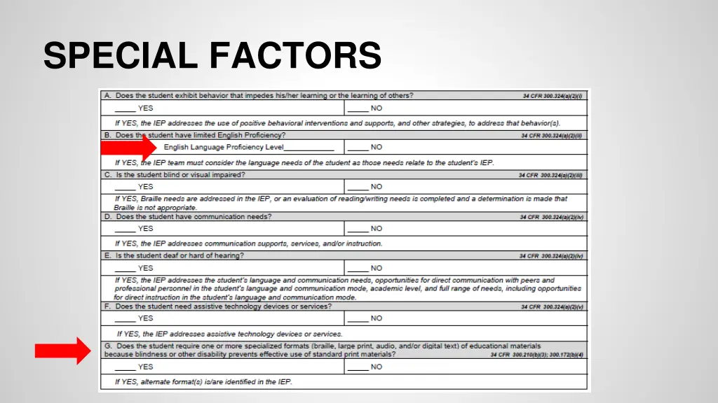 special factors