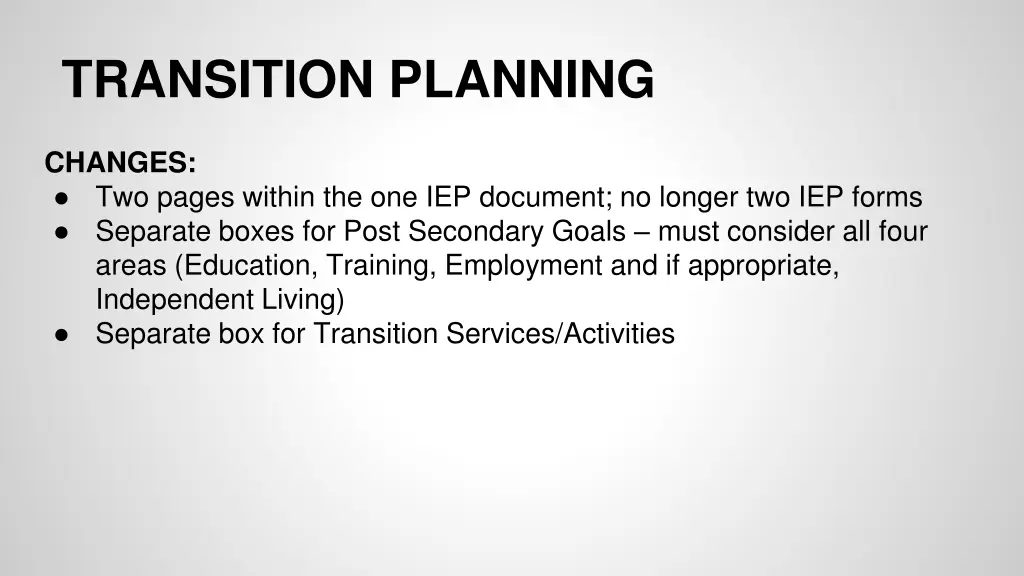 transition planning 2