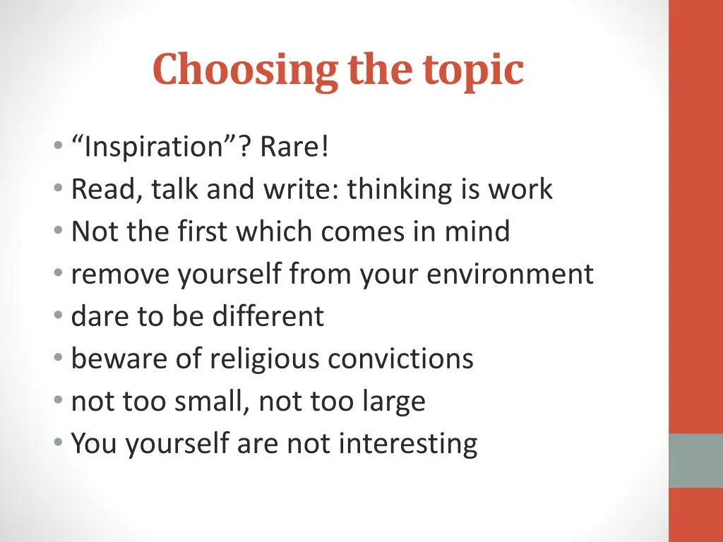 choosing the topic