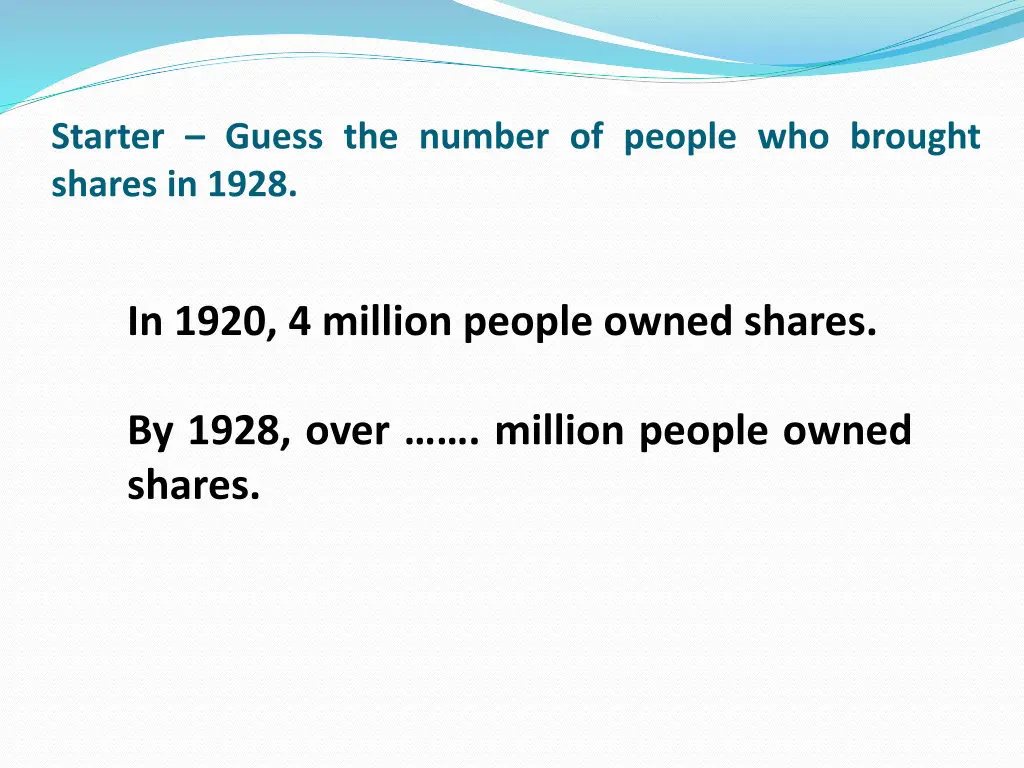 starter guess the number of people who brought