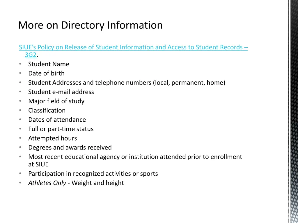 more on directory information