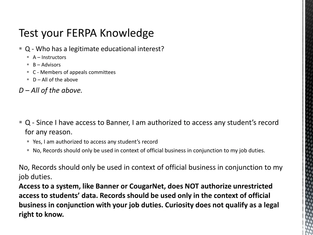 test your ferpa knowledge 1