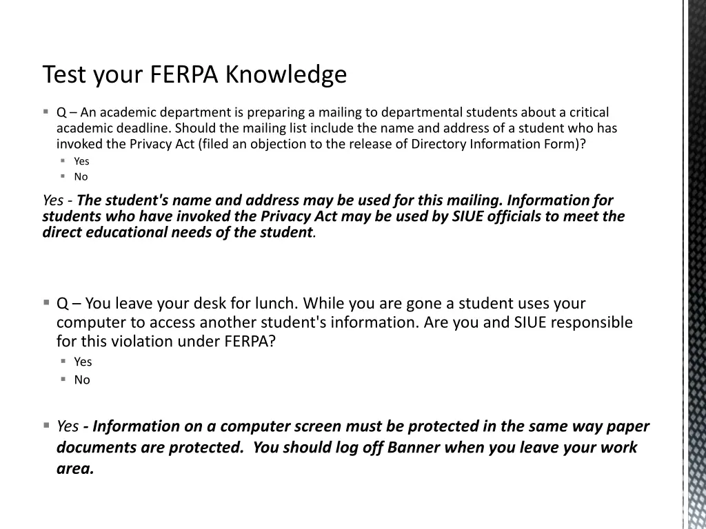 test your ferpa knowledge 3