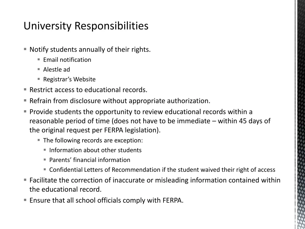 university responsibilities