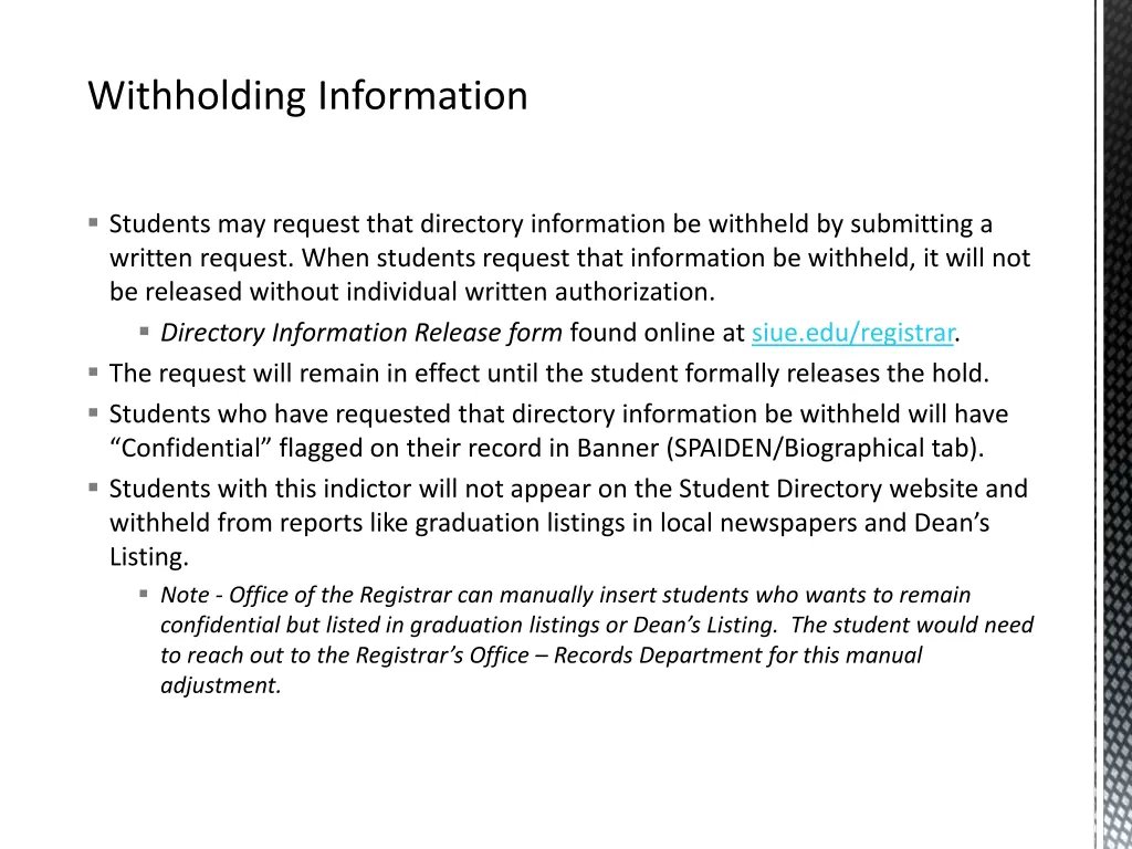 withholding information
