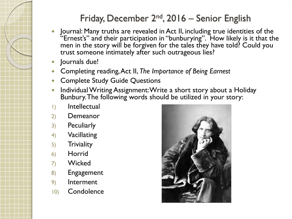 friday december 2 nd 2016 senior english